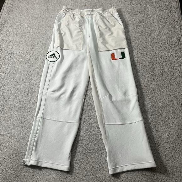 Miami Hurricanes Sweatpants Mens Large Joggers Adidas Pants Stretch NCAA - Picture 1 of 16